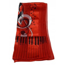 Scarf - Large Treble Clef and Piano Keys (Red)