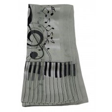 Scarf - Large Treble Clef and Piano Keys (Cream)