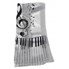 Scarf - Large Treble Clef and Piano Keys (White)