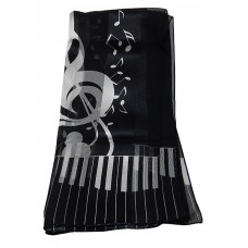 Scarf - Large Treble Clef and Piano Keys (Black)