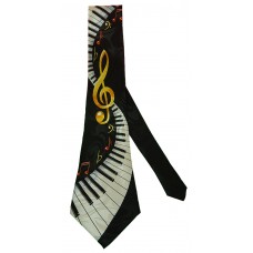 Steven Harris Keyboard with Notes and Treble Clef Neck Tie (Black)