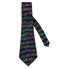 Steven Harris Colorful Music Notes and Staffs Neck Tie (Navy)