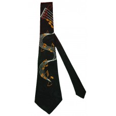 Neck Tie Flowing Music Staff (Black)