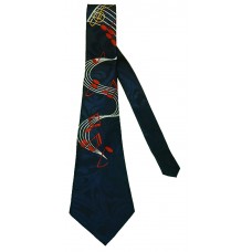 Neck Tie Flowing Music Staff (Navy)