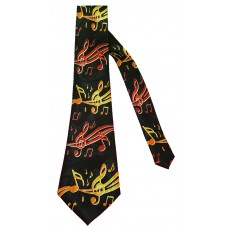 Steven Harris Red and Yellow Music Staffs Neck Tie (Black)