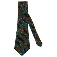 Parquet Grey Wavy Keyboards Neck Tie (Black)