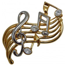 Brooch Treble Clef Staff Thicker Wave (Gold and Silver)