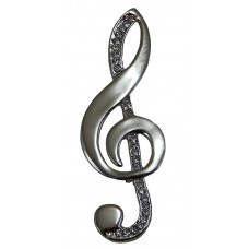 Brooch Large Treble Clef (Silver)