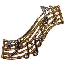 Brooch Bass Clef Staff Wave (Gold and Silver)