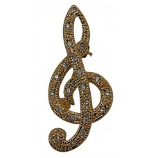 Small Treble Clef Pin with Bead and Rope Edge (Gold)