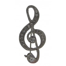 Small Vintage-Style Treble Clef Pin (Silver)