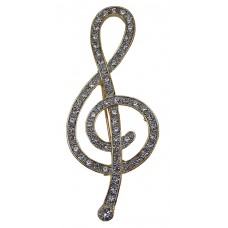 Brooch Large Cursive Treble Clef (Gold)