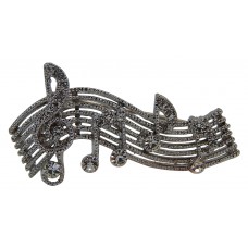 Small Treble Staff Pin (Marcasite-Style, Silver)