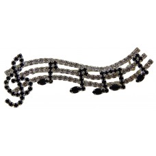 Brooch Treble Clef Staff All Rhinestones (Silver)