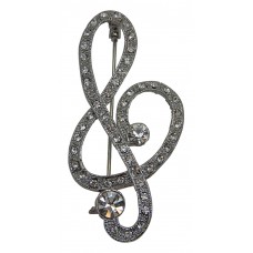 Brooch Large Cursive Treble Clef (Silver)