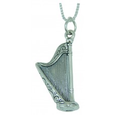 Sterling Silver Irish Harp Necklace