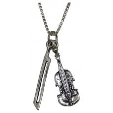 Sterling Silver Violin with Bow Necklace